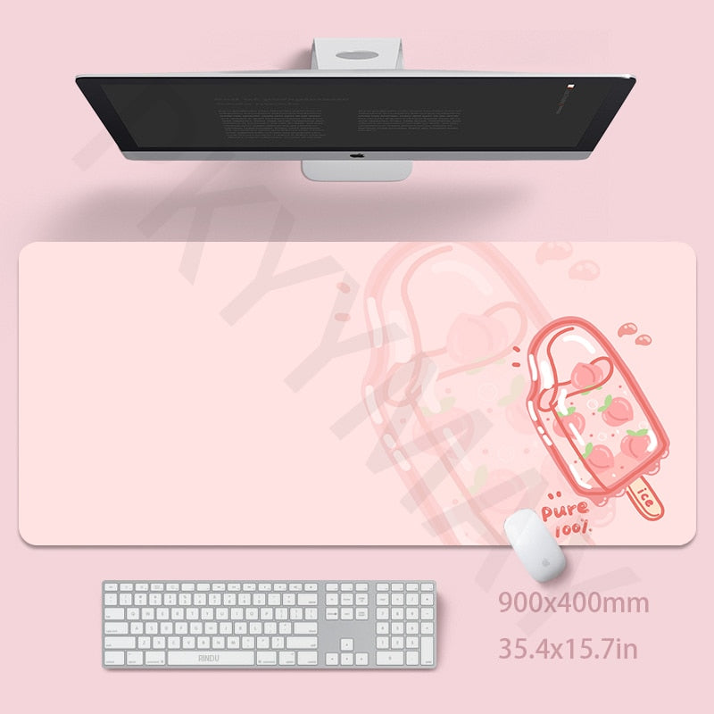 Pink Mouse Mat 40x90cm Girl Gaming Mousepad Gamer Mouse Pad 55x100cm Cute Dek Pad Ladys Desk Mat Soft Pad For Table 30x80cm